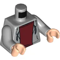 Torso Hoodie, Open over Dark Red Undeshirt Print, Light Bluish Gray Arms, Light Nougat Hands