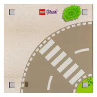 Baseplate with 4 Square Corner Holes and Curved Road with Crosswalk / Garden With Tiled Area Print