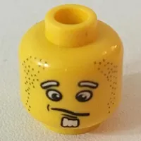 Minifig Head Henchman, Confused Expression, White Goatee Print