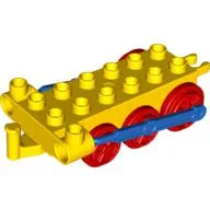 Duplo Train Chassis with Blue Drive Rod and Red Wheels