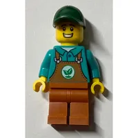 Gardener, Dark Turquoise Shirt, Dark Orange Overalls, Dark Green Cap