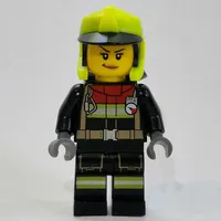 Firefighter, Black Fire Suit, Vibrant Yellow Helmet
