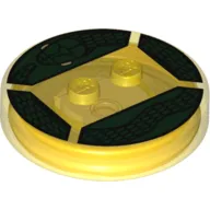 Function Brick Round 4 x 4 x 2/3 with 2 Studs and Dark Green Snake print