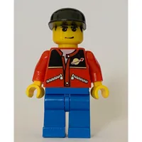 Man, Red Jacket with Classic Space Logo, Black Cap