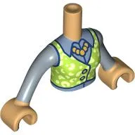 Minidoll Torso Woman with Lime/Yellowish Green Jacket, Dark Blue Trim, Sand Blue Shirt, Pearl Necklace print, Warm Tan Arms and Hands