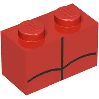 Brick 1 x 2 with Black Lines Print (Spiderman)