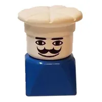 Duplo 2 x 2 x 2 Figure Brick Early, Chef Hat White, Mustache Print