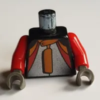 Torso Jacket with Orange, Red, Silver Print, Red Arms, Dark Gray Hands