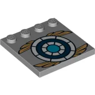 Plates Special 4 x 4 with Studs on One Edge and Blue and White Target with Gold Wings Print