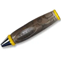 Pen Body, with Chrome Tip, Yellow Ends, Black Mechanical Lines Print