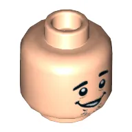 Minifig Head Shaggy, Dual Sided, Eyebrows, Chin Stubble, Open Mouth Grin / Sad Face Print [Hollow Stud]