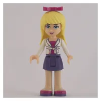 Stephanie - White Jacket, Dark Purple Skirt, Magenta Bow