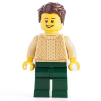 Tan Torso Sweater, Dark Green Legs, Dark Brown Hair