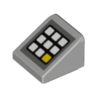 Slope 30° 1 x 1 x 2/3 (Cheese Slope) with Keypad, 8 White Buttons, 1 Yellow print