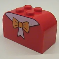 Brick Curved 2 x 4 x 2 Double with Orange Bow Print