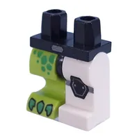 Hips and White Left Leg, Lime Right Creature Leg with Black Knee Pad, Green Claws, Hexagon Spots print