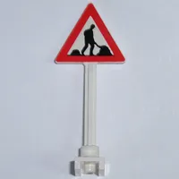 Road Sign Triangle with Roadworks Print - 2 Dirt Piles - Thick Worker