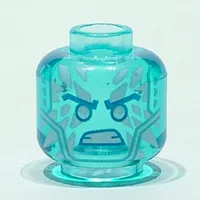 Minifig Head Zane, Medium Azure Angled Eyebrows, White Ice Diamonds, Angry Print