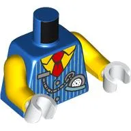 Torso, Bright Light Blue Striped Vest, Yellow Shirt, Red Tie, Pocketwatch print, Yellow Arms, White Hands