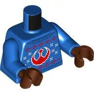 Torso, Christmas Sweater with Red Rebel Symbol, White/Red Decorations print, Blue Arms, Reddish Brown Hands