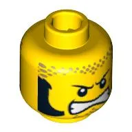 Minifig Head Bart Blaster / Devon Daredevil, Unibrow, Sideburns, Bared Teeth / Bandana Print