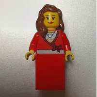 Woman, Cardigan Tied with Bow and Necklace, Red Skirt (3626bpr0892 Head)