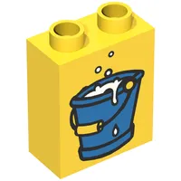 Duplo Brick 1 x 2 x 2 with Bucket of Water in Blue Print
