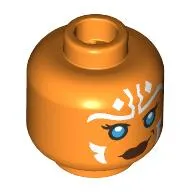 Minifig Head Ahsoka Tano, White Markings, Blue Eyes, Dark Red Lips, Smirk / Angry Print