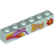 Brick 1 x 6 with 'GROOVY', 'LOVE', Rainbow and Flower Print