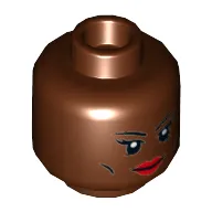 Minifig Head Storm, Dual Sided, Thin Eyebrows, Cheek Lines, Red Lips / Clenched Teeth Print [Hollow Stud]