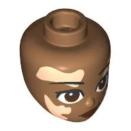 Minidoll Head with Reddish Brown Eyes, Dark Red Lips, Light Nougat Vitiligo Patches print