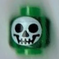 Minifig Head, White Skull Print (Witch's Bottle) [Blocked Open Stud]