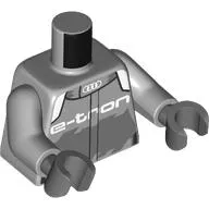 Torso, Racing Suit, White Collar, Audi Logo, White 'E-TRON' print, Light Bluish Gray Arms, Dark Bluish Gray Hands