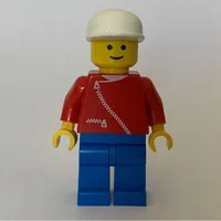 Man, Red Jacket with Zipper, Blue Legs, White Cap