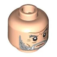 Minifig Head Gandalf, Dark Bluish Grey Beard, Wrinkles, Stern Stare