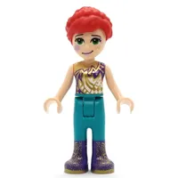 Mia - Gold/Dark Purple Top, Dark Turquoise Pants, Face Paint