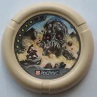 Large Figure Throwing Disk, Granite / Rock, 6 Pips, Facing Rock Creature Print