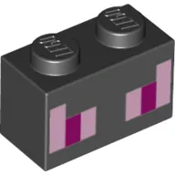 Brick 1 x 2 with Pink and Magenta Rectangles Print