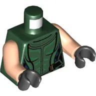 Torso Bodysuit, Green and Black Detailing Print, Light Nougat Arms, Black Hands