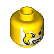 Minifig Head Knight / King / Wizard / Warrior, White Beard with Sideburns and Eyebrows, Gritted Teeth Print [Blocked Open Stud]