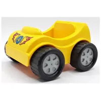 Duplo Car with Silver Wheels and Blue Circle with '4', Red Flames Print