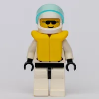 Res-Q Man, Helmet with Visor, Yellow Life Vest, Sunglasses