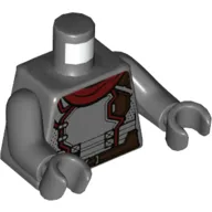 Torso Armor, Dark Red Trim, Dark Brown Belt, Dark Red Scarf Print, Dark Bluish Gray Arms and Hands