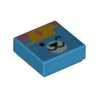 Tile 1 x 1 with Bear with Bright Light Orange Cap print