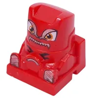 Racer Driver Head, Brick Special 2 x 2 Square, Orange Eyes, Tan Feet, Yellow Steering Wheel (Rip)