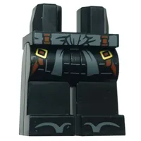 Hips and Black Legs with Sand Blue Sash, Sandals, Reddish Brown Straps print