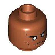 Minifig Head The Watcher, White Eyes, Cheek Lines, Serious Print