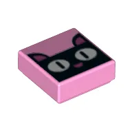 Tile 1 x 1 with Black Cat print