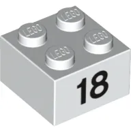 Brick 2 x 2 with Black "18" Print