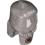 Mask, Hazard Suit with Trans-Brown Face Shield, Volcano on Dark Red Background Logo on Chest Print